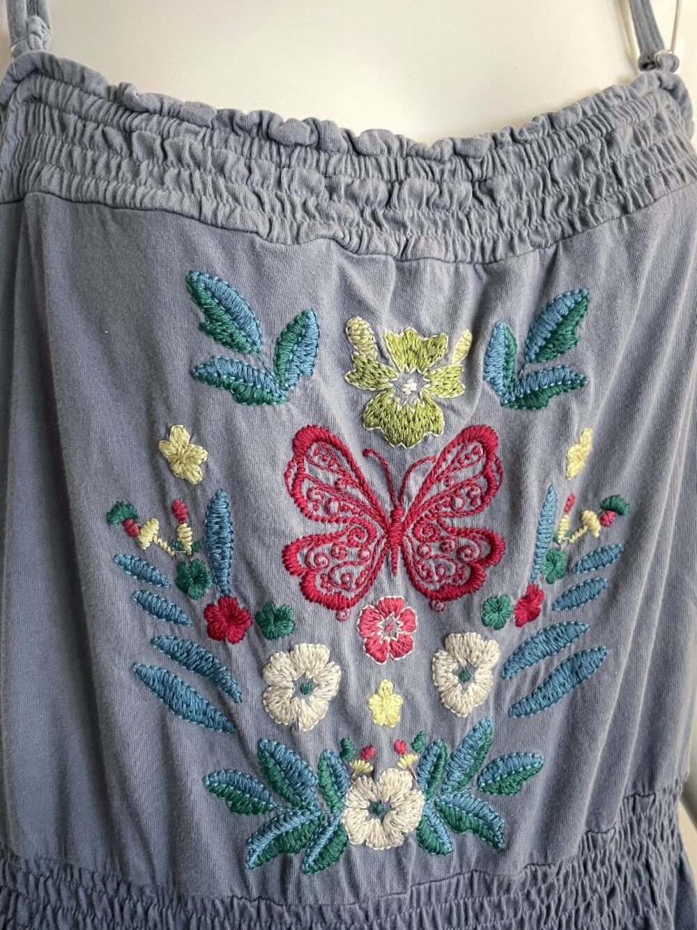 Vintage Johnny Was T Shirt Dress L Embroidered USA Made Ombre 100% Cotton Knit - Picture 4 of 12